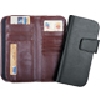 portadocumentos multiusos fabricado en curpiel con compartimentos para tarjetas, colores; caf? y negro.